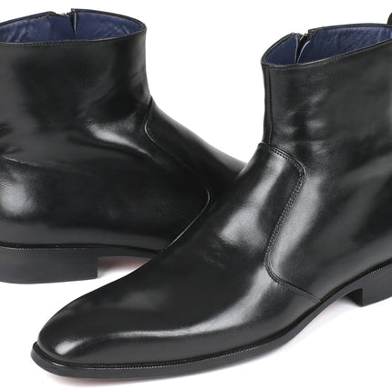 Paul Parkman Black Leather Side Zipper Boots (ID#BT485-BLK)