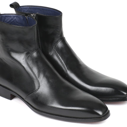Paul Parkman Black Leather Side Zipper Boots (ID#BT485-BLK)