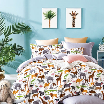 Fun Kids  Animal Prints 100% Cotton Reversible Duvet Cover Set