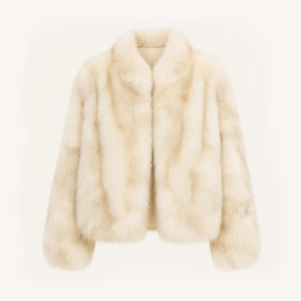 "Monet's Garden" imported high-quality fox fur V-neck spray-colored