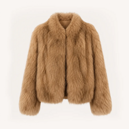 "Monet's Garden" imported high-quality fox fur V-neck spray-colored