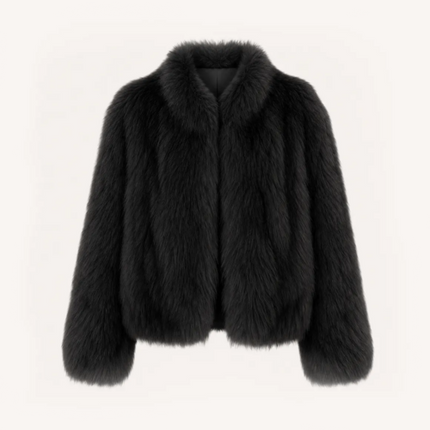 "Monet's Garden" imported high-quality fox fur V-neck spray-colored