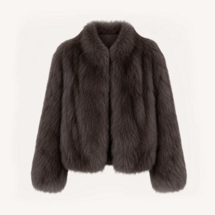 "Monet's Garden" imported high-quality fox fur V-neck spray-colored