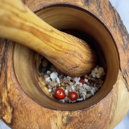 Olive Wood Rustic Mortar and Pestle