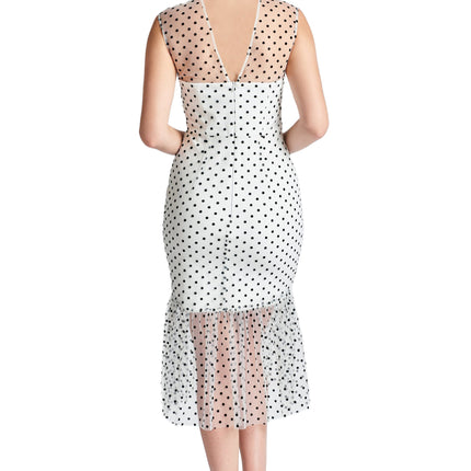 Muse Dress - Sleeveless polka dot midi mesh dress