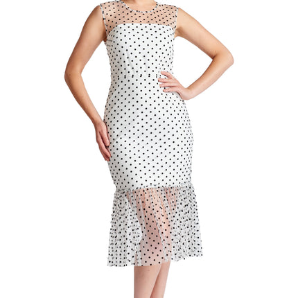 Muse Dress - Sleeveless polka dot midi mesh dress