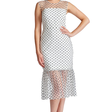 Muse Dress - Sleeveless polka dot midi mesh dress