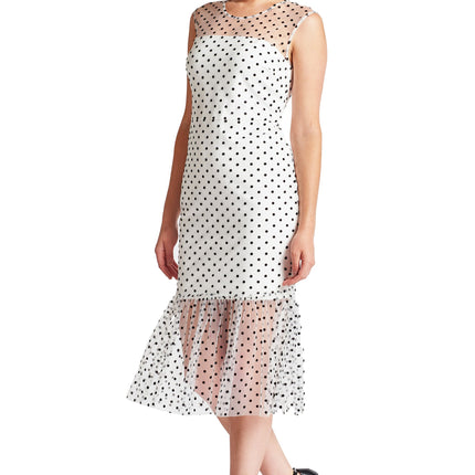 Muse Dress - Sleeveless polka dot midi mesh dress