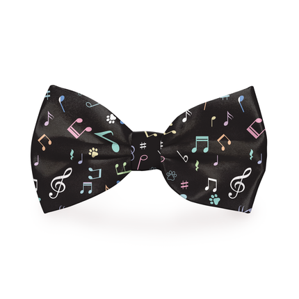 Music Notes Black Dog Bow Tie