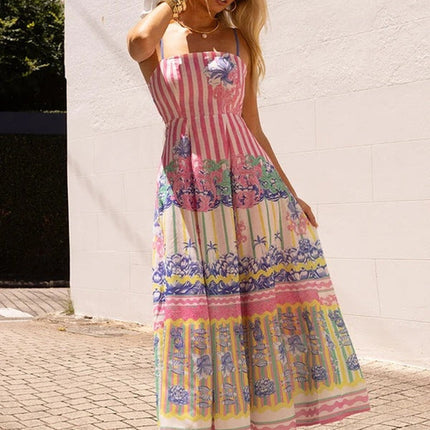 Women Arrival Dress Positioning Printing Elegant Holiday Swing Strap