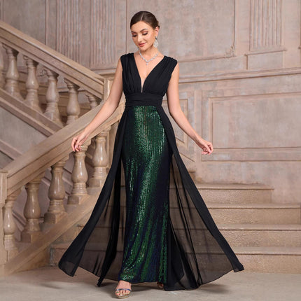 Sequin Dress Long Cocktail Slim Fit Evening Elegant Long Dress .Ships