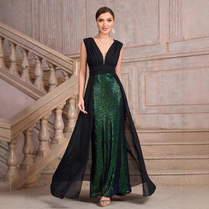 Sequin Dress Long Cocktail Slim Fit Evening Elegant Long Dress .Ships