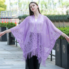 Hollow lace shawl purple / 90cm