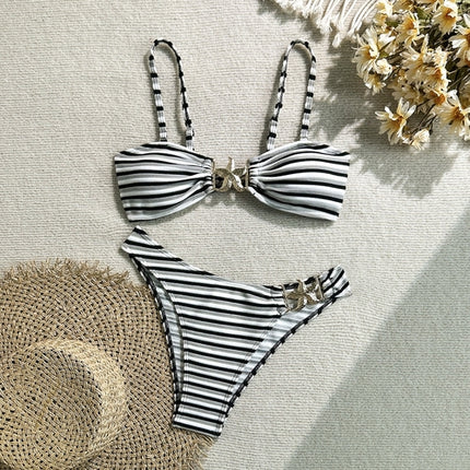 Sexy Striped Swimsuit Women Two Piece Bikini Swimsuit .Ships from