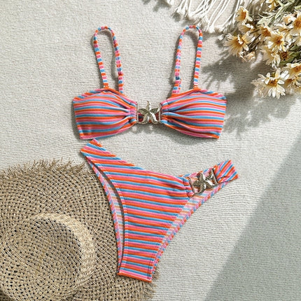 Sexy Striped Swimsuit Women Two Piece Bikini Swimsuit .Ships from