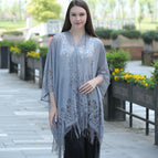 Hollow lace shawl gray / 90cm