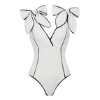 S / White V-neck Swimsuit
