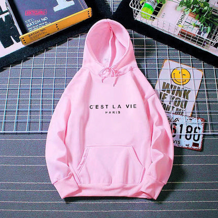 letter print new hooded sweater women's spring long-sleeved lazy style