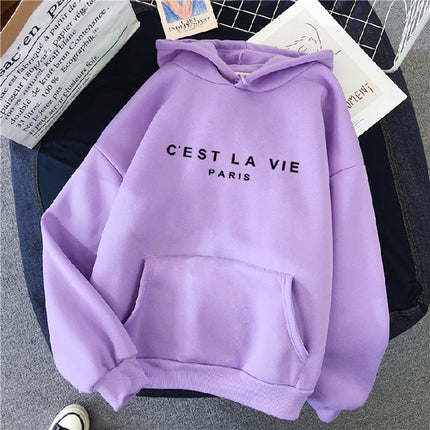 letter print new hooded sweater women's spring long-sleeved lazy style