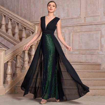 Sequin Dress Long Cocktail Slim Fit Evening Elegant Long Dress .Ships