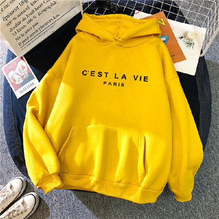 letter print new hooded sweater women's spring long-sleeved lazy style