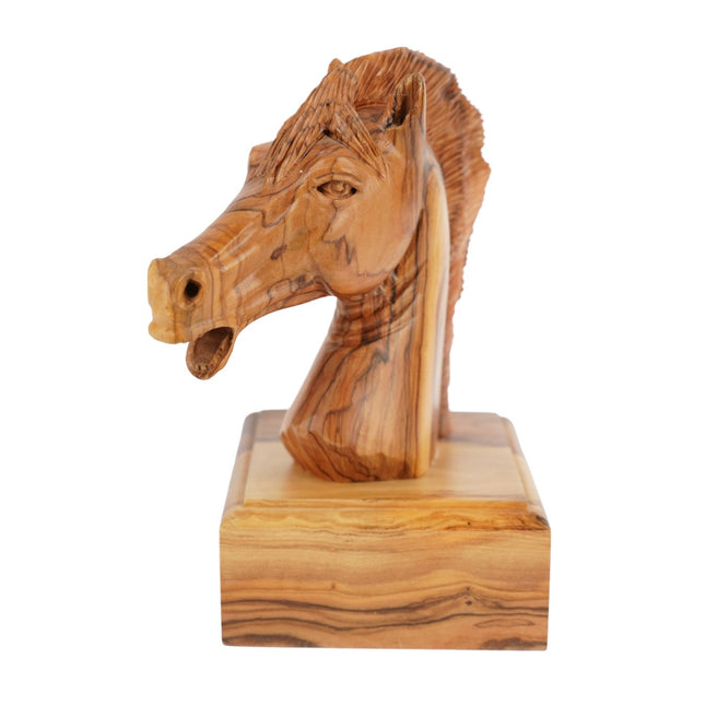 Handgeschnitzter Pferdekopf aus Olivenholz (klein) – Exklusive