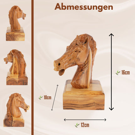 Handgeschnitzter Pferdekopf aus Olivenholz (klein) – Exklusive