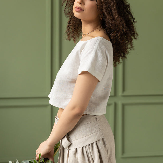 Taormina Set | Linen Crop Top and Flared Midi Skirt