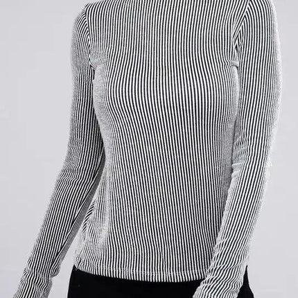Ribbed Turtle Neck Long Sleeve Top