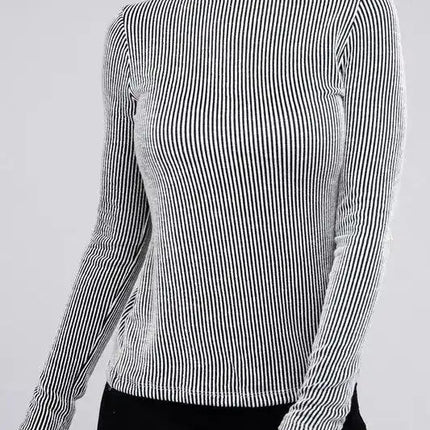 Ribbed Turtle Neck Long Sleeve Top