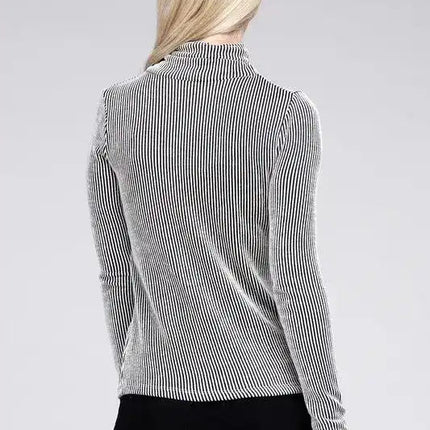 Ribbed Turtle Neck Long Sleeve Top