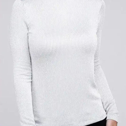 Ribbed Turtle Neck Long Sleeve Top