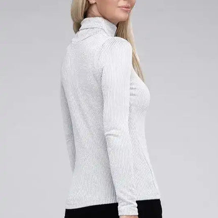 Ribbed Turtle Neck Long Sleeve Top