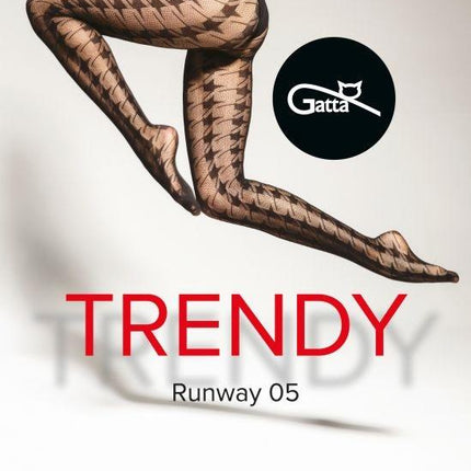 Seamless Diamond Pattern Fishnet Tights Gatta Runway 05 - Black