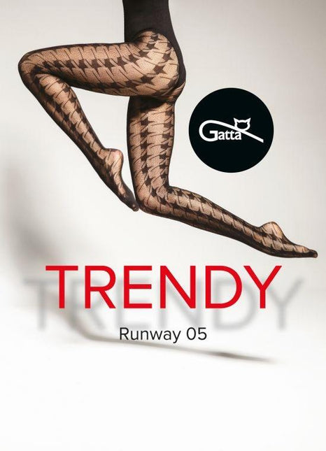 Seamless Diamond Pattern Fishnet Tights Gatta Runway 05 - Black