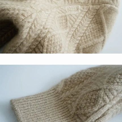 new autumn and winter cashmere twisted floral women's round neck