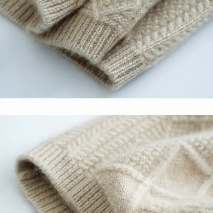 new autumn and winter cashmere twisted floral women's round neck