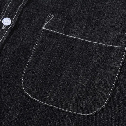 Mens Long Sleeve Single Pocket Denim Shirt