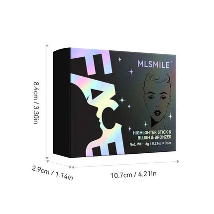 MLSMILE Highlight Contour 3-pack For 3D Makeup Brightening Skin Tone