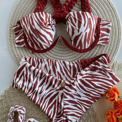 Franze Trim Halter two piece swimsuit Set