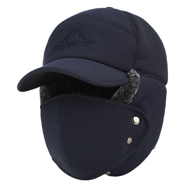 Men's Ear Protection Face Bomber Hats Thicker Plus Velvet Warm Women
