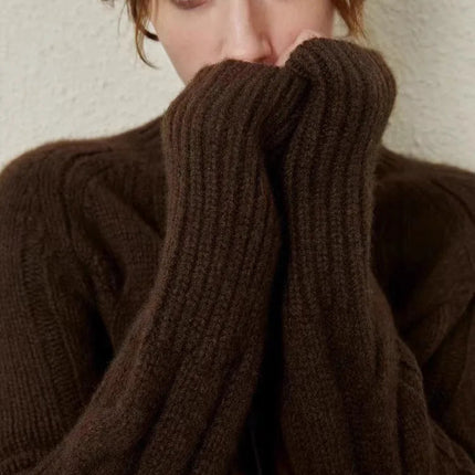 European autumn and winter cashmere sweater women's crewneck twist