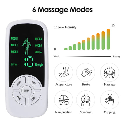 Tens Muscle Stimulator 6 Mode Electric EMS Acupuncture Body Massage
