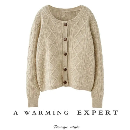 new autumn and winter cashmere twisted floral women's round neck
