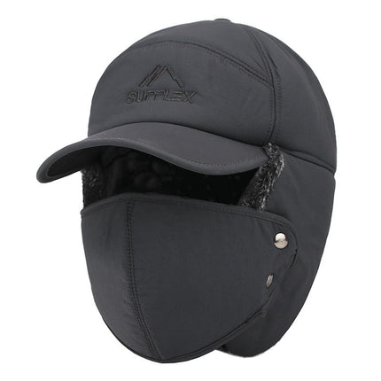 Men's Ear Protection Face Bomber Hats Thicker Plus Velvet Warm Women