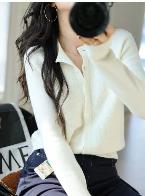 Autumn Women's Pure Cashmere Cardigan - European Style High-end Early