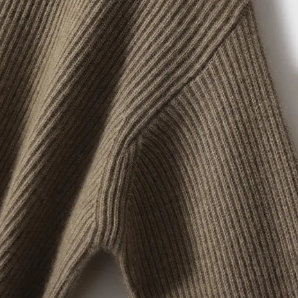 100% pure cashmere sweater women's half zip stand collar thick loose