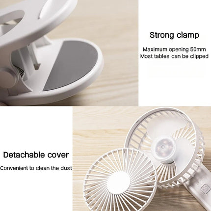 Portable Mini Hand Clip Fan USB Charging Quiet Desktop Electric Fan