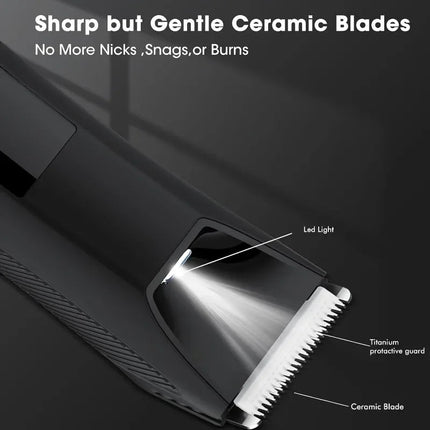 Body & Groin Hair Trimmer for Men Waterproof Dual-Head Ceramic Blade