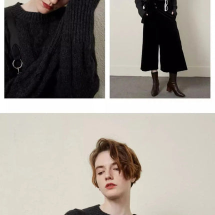 European autumn and winter cashmere sweater women's crewneck twist